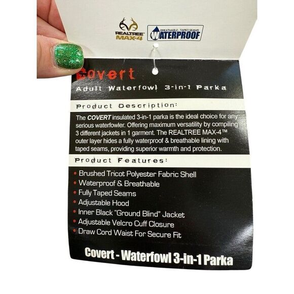 Realtree Camo Mens Hunting Jacket Insulated Waterfowl Parka 3XL Missing Hood - Picture 6 of 14